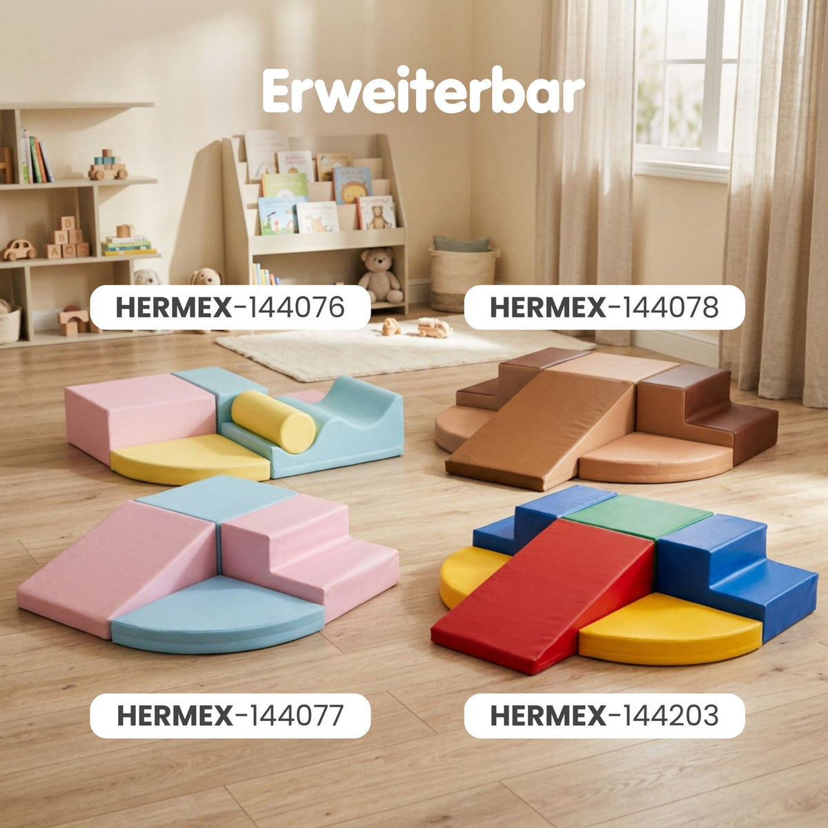6-tlg. Softbausteinset für Kinder Softplay-Bausteine Eckkletterer