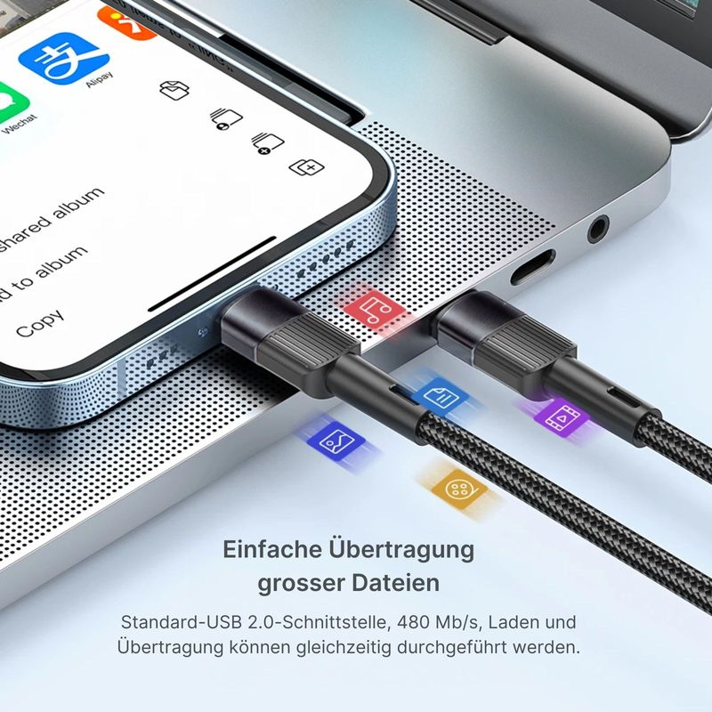 Kabel USB-C zu USB-C 3m 60W Datenkabel Schnellladekabel