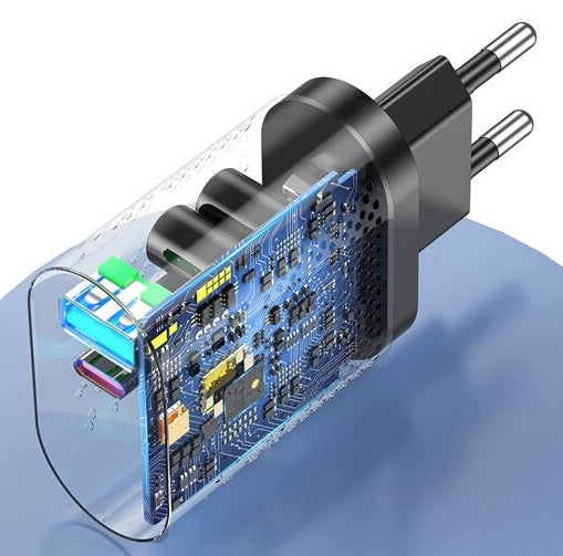 GaN 2-Port Fast Charger USB-C + USB-A Ladegerät Schnellladeadapter