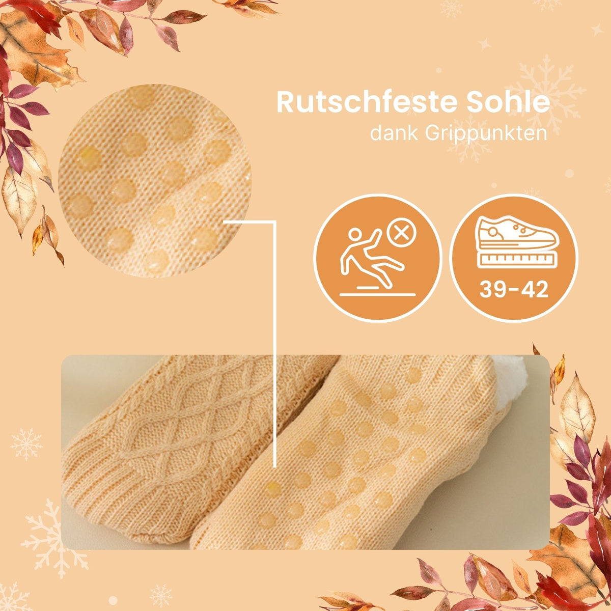 Fuzzy-Socken Gr. 39-42 Hausschuhe Wintersocken Kuschelsocken Pantoffeln