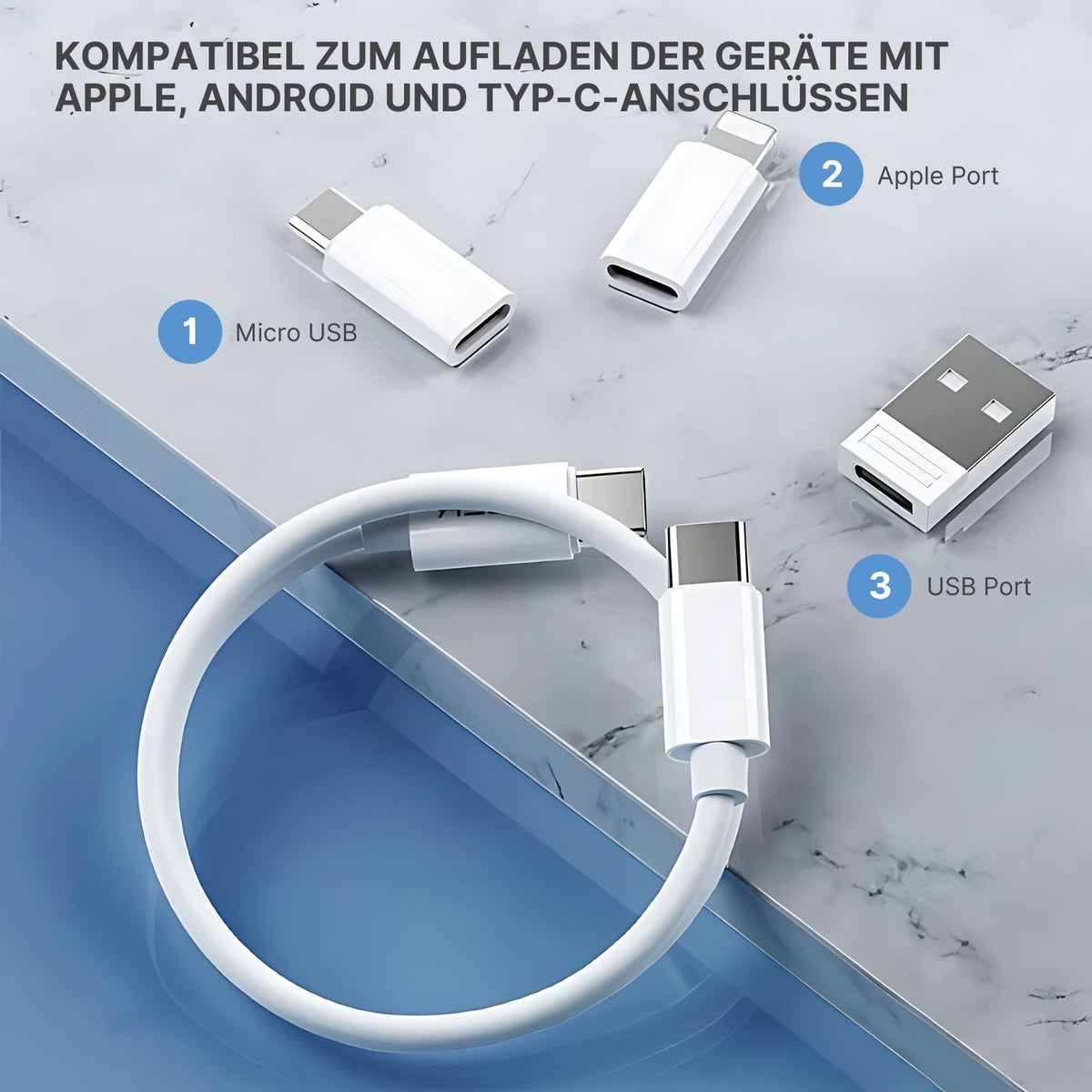 5-in-1 Kabelbox Adapter-Box USB-Etui Datenkabel-Set USB-Reisehülle