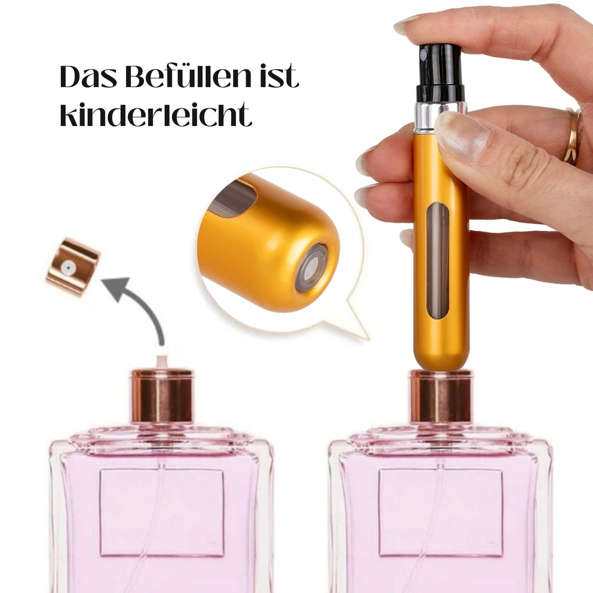 2er-Set Mini-Parfümzerstäuber 8ml Parfum Vaporisateur Matt-Goldig Goldig