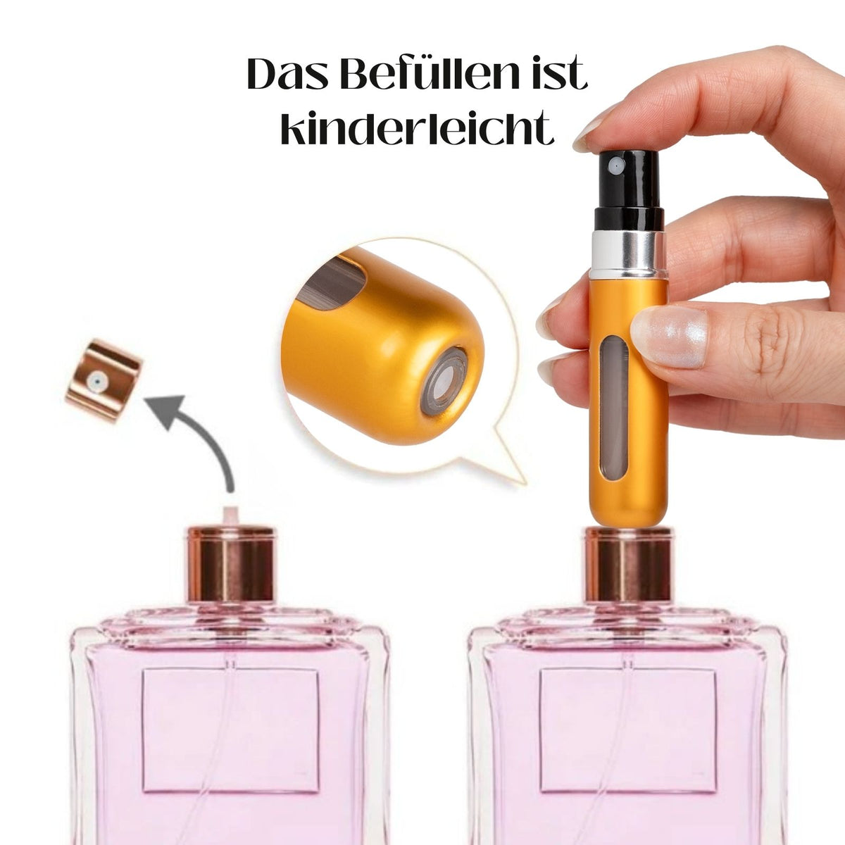 2er-Set Mini-Parfümzerstäuber 5ml Parfum Vaporisateur Goldig