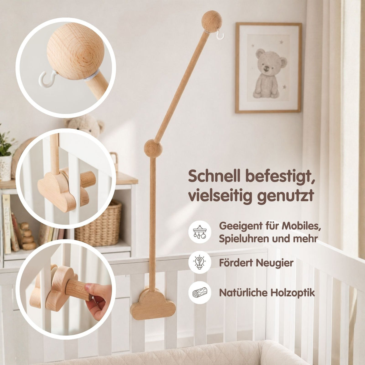 Mobile mit Halterung und Spieluhr Schafe Einschlafhilfe mit Musik