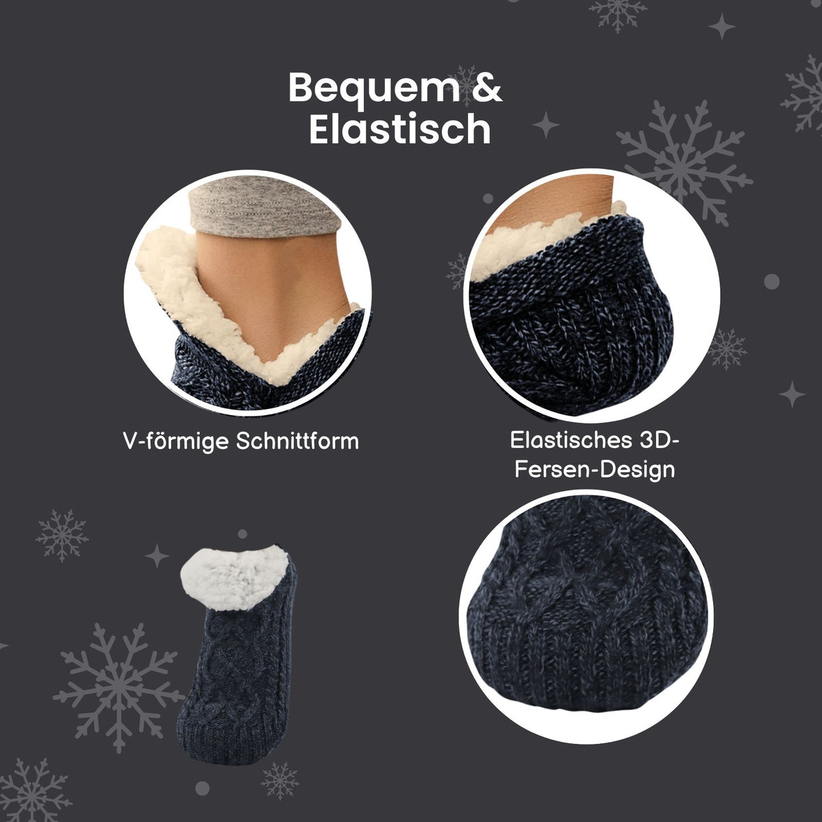 Hausschuhe Gr. 43-46 Kuschelsocken Pantoffeln Wintersocken Fuzzy-Socken