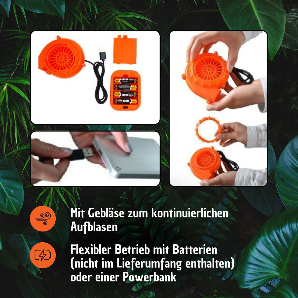 Dinosaurier Kostüm Kinder 120–140cm – blau, mit Lüfter & Batteriekasten