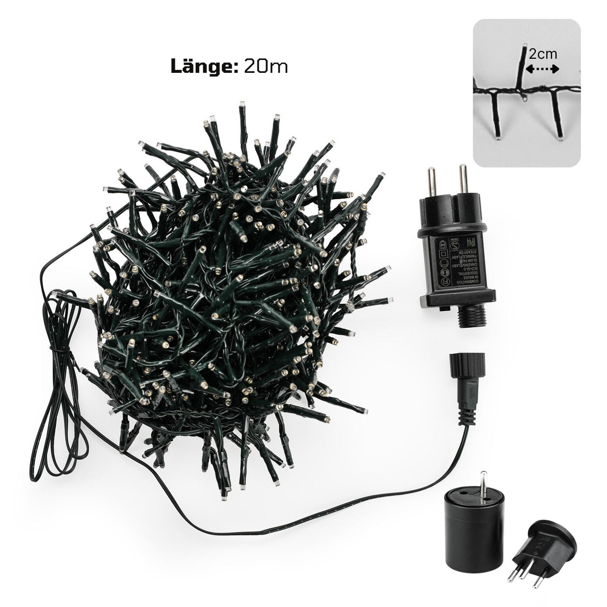 LED Lichterkette 20m Cluster-Lichterkette Weihnachtsbeleuchtung
