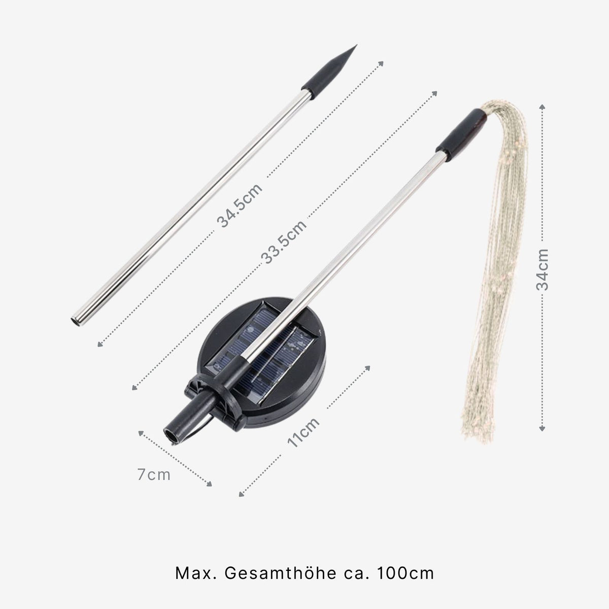2er-Set LED Solar-Feuerwerkslichter Lichterkette Gartenleuchte Deko