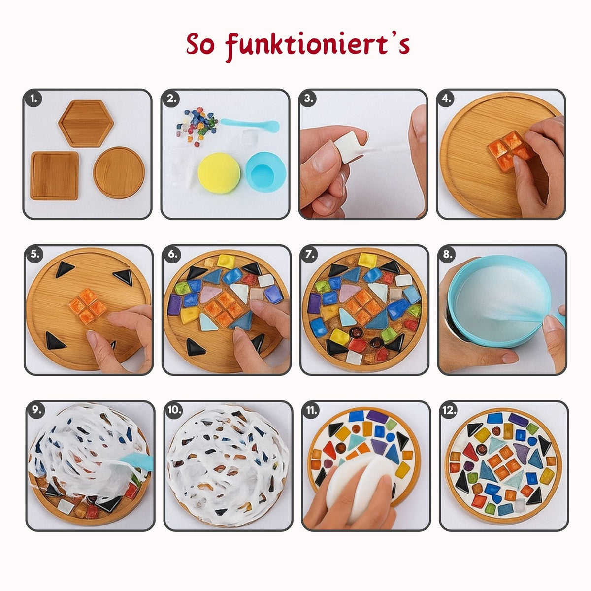 2er-Set DIY-Mosaik-Untersetzer Weihnachtsmann Rentier Bastelset