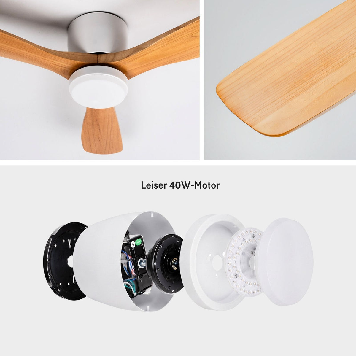 Holz-Deckenventilator Deckengebläse LED-Deckenventilator Deckenlüfter