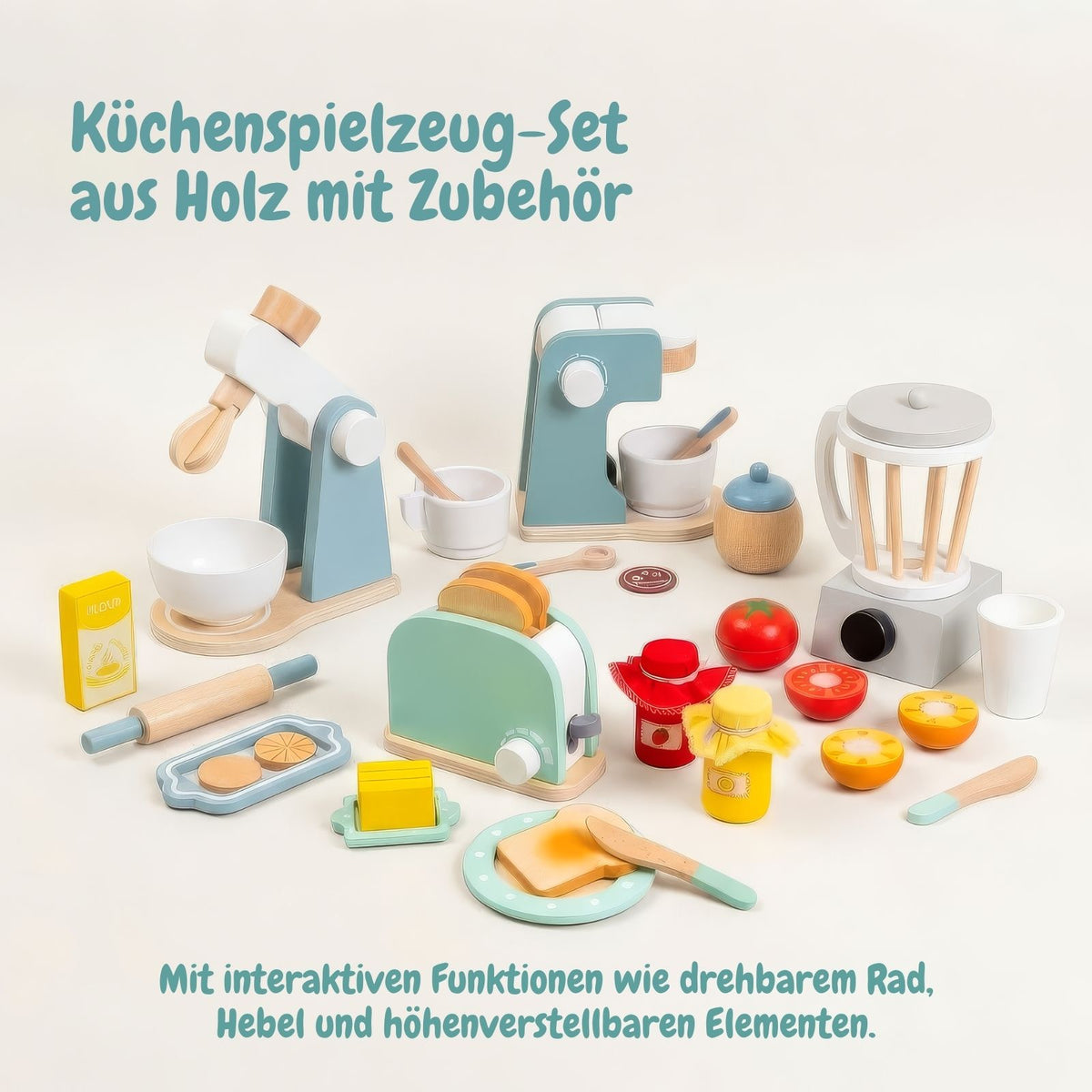Kinderküche mit Frühstücksset Kaffeeautomat Mikrowelle Küchenmaschinen