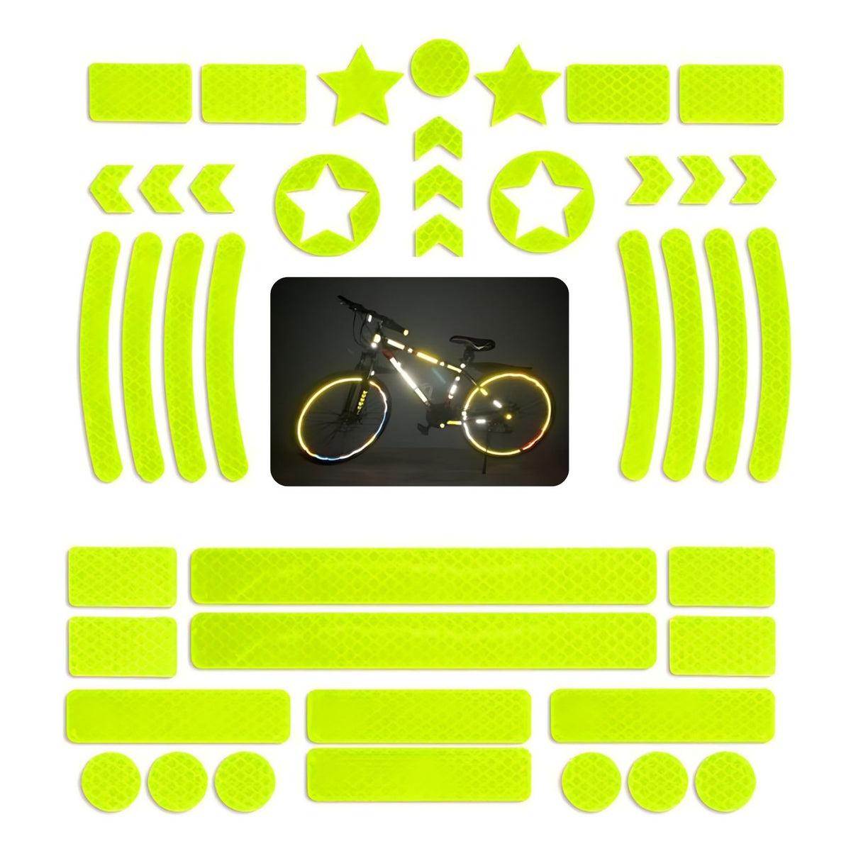 42-tlg. Set Leuchtaufkleber Reflektierende Sticker Reflektor-Sticker Veloaufkleber
