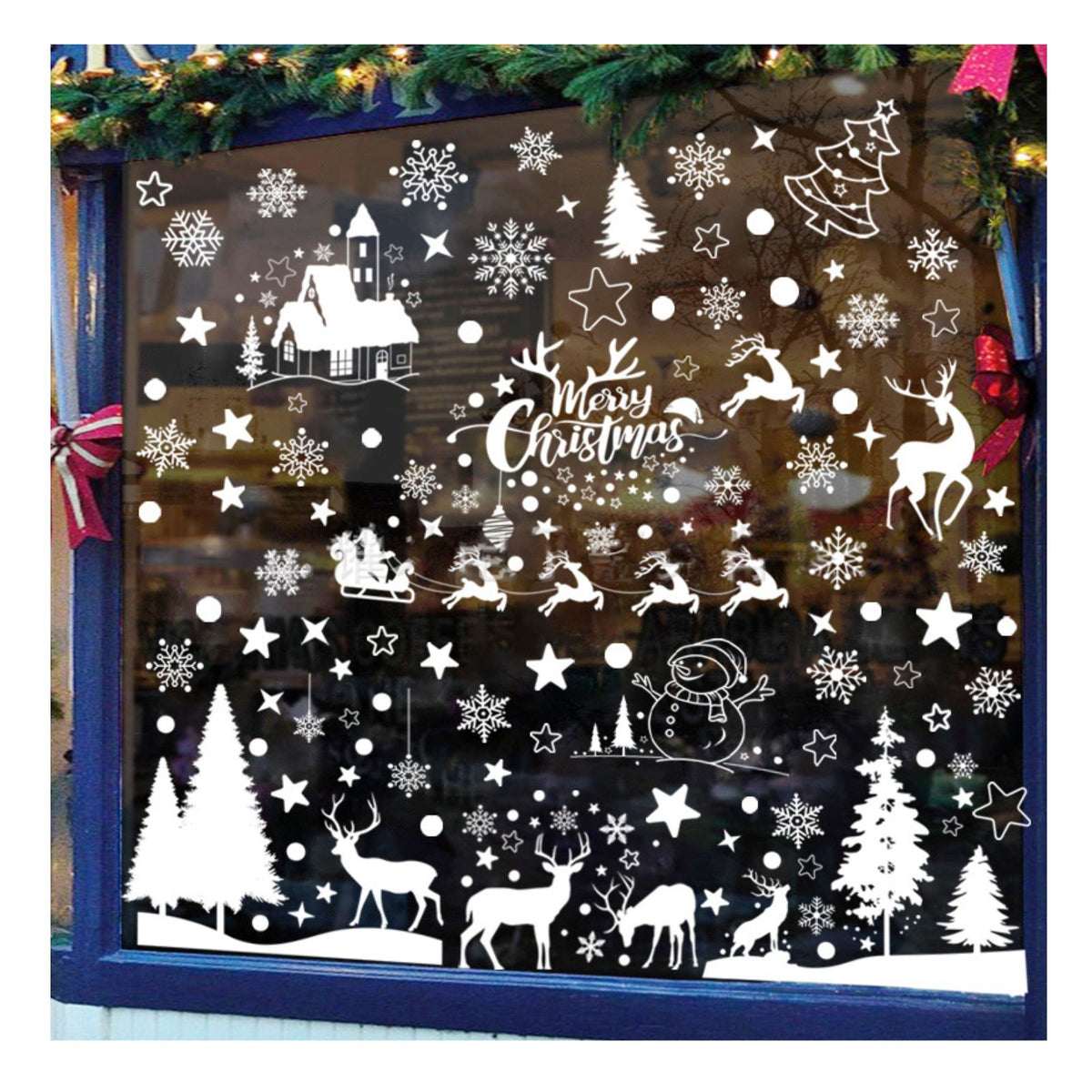 Fenstersticker Weihnachtsaufkleber Merry Christmas DIY Deko Glasfenster