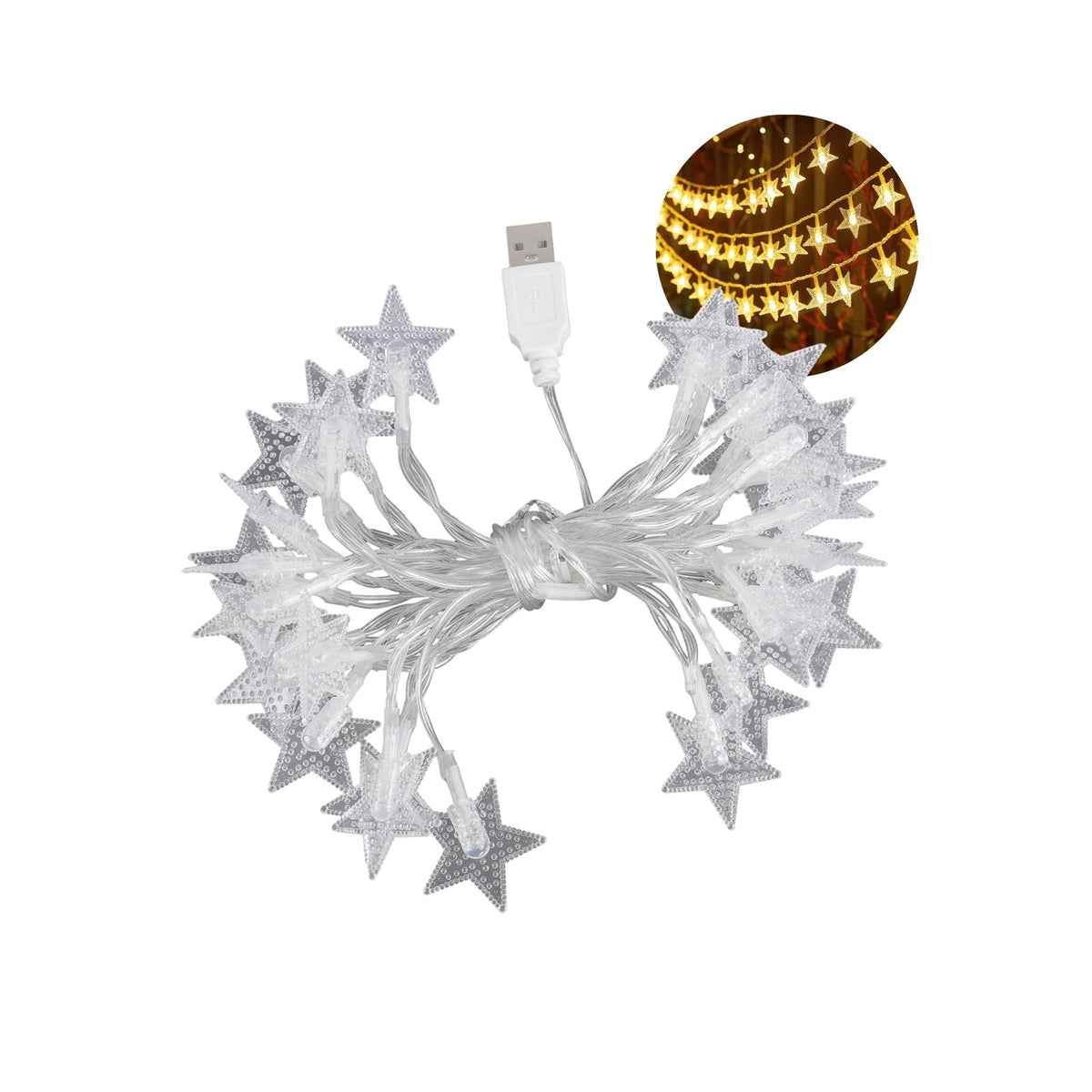LED Sternenlichterkette 3m Dekolichterkette Sternenlichtgirlande