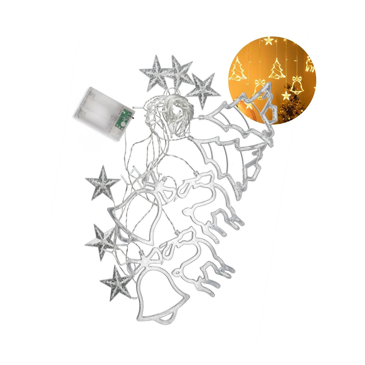 LED Weihnachtslichtervorhang 3.4m Weihnachtsvorhanglichter Leuchtkette