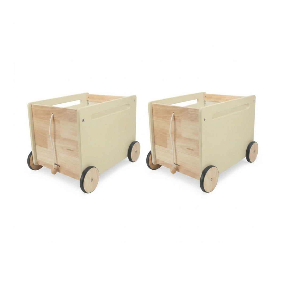 2er-Set Holz-Bücherkiste auf Rollen Spielzeugkiste Spielzeugtruhe