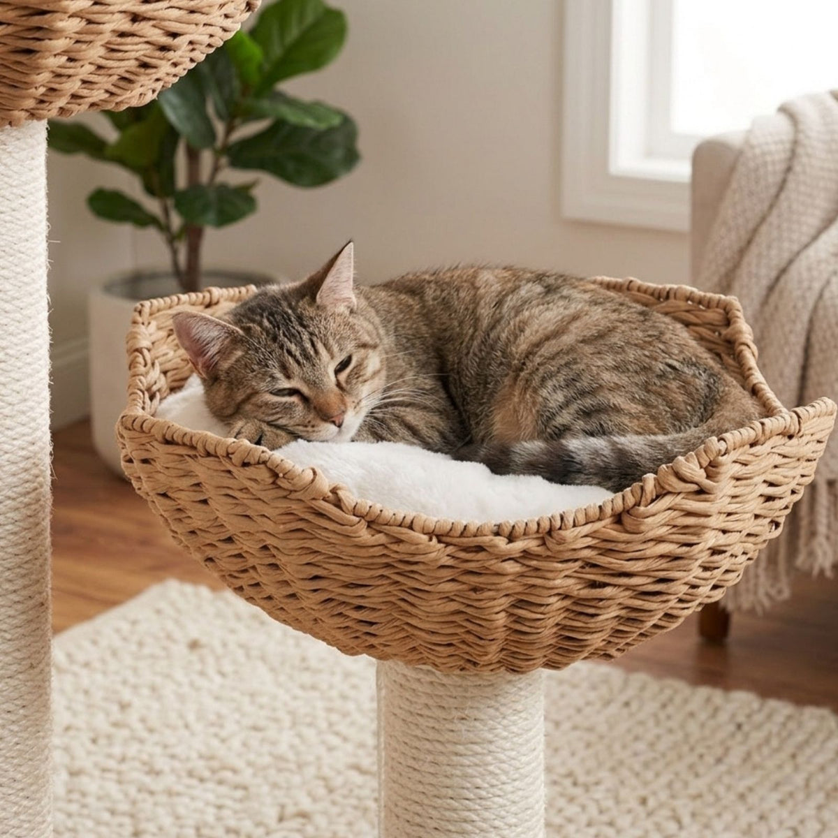 Kratzbaum mit Körben und Rondell Kletterbaum Katzenbaum Katzenspielzeug