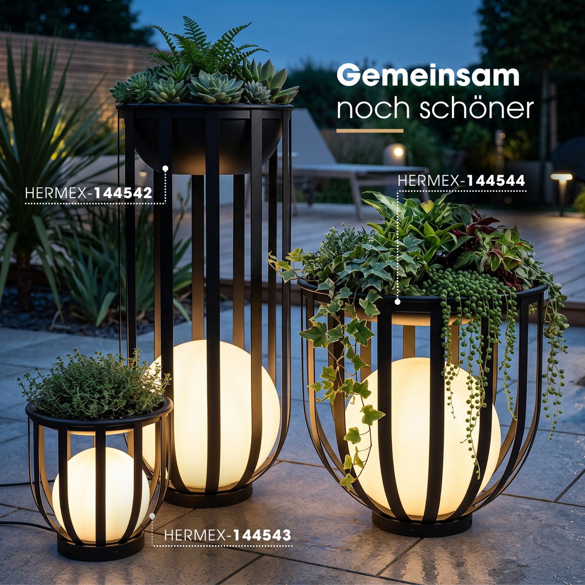 Solar LED-Stehlampe mit Pflanzenständer Dekolicht Design-Blumenständer