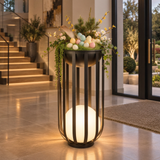 Solar LED-Stehlampe mit Pflanzenständer Design-Blumenständer Dekolicht