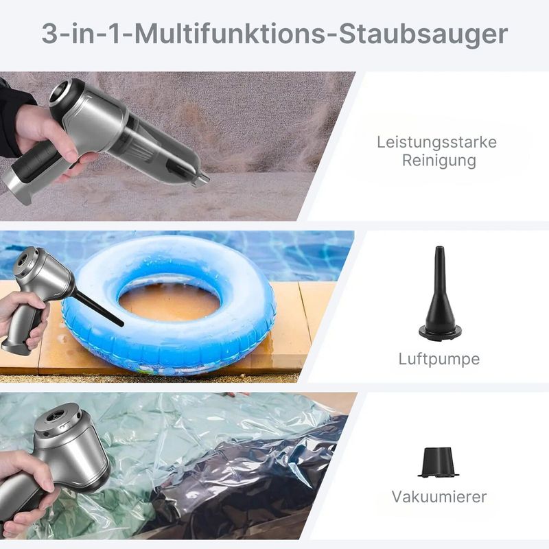 Akku-Staubsauger Handstaubsauger 3-in-1-Autostaubsauger