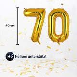 Folienballon Zahl 70 Golden Zahlenballon Geburtstagsparty Ballon 40cm