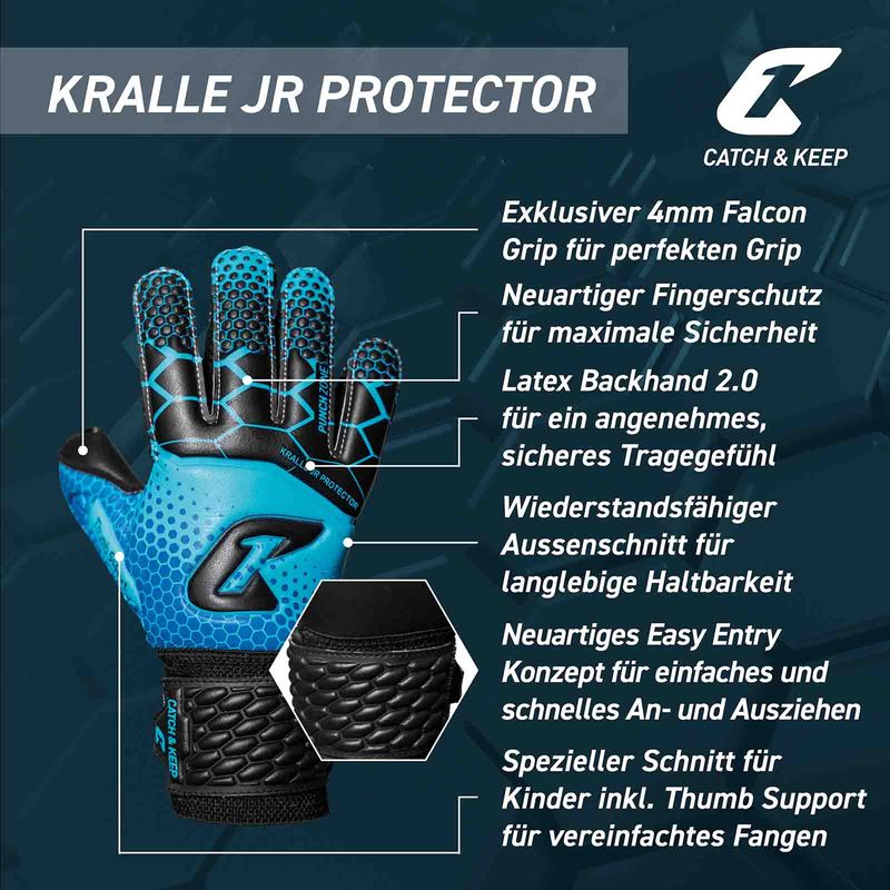 Fussballhandschuhe Kralle Protector Gr. 7 Blau Torwart Keeper Goalie Handschuhe