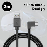 Kabel für VR Brille 3m VR Headset Datenkabel Oculus Quest 1 + 2