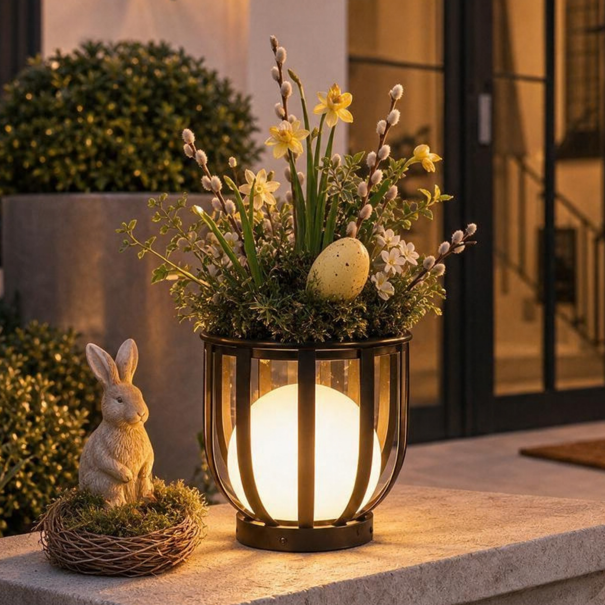 Solar LED-Stehlampe mit Pflanzenständer Dekolicht Design-Blumenständer