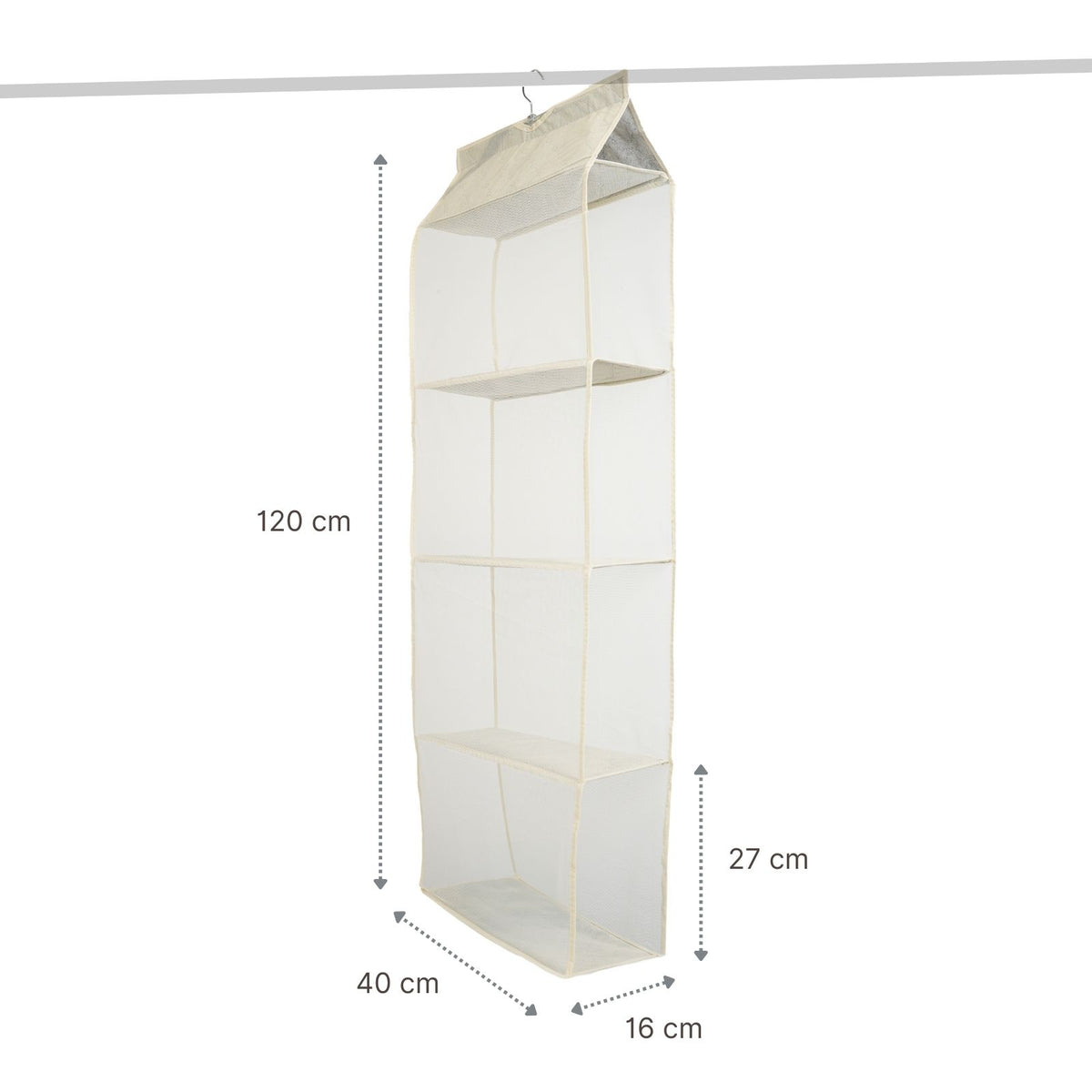Handtaschen-Organizer zum Aufhängen Hängeaufbewahrung 4 Fächer Beige