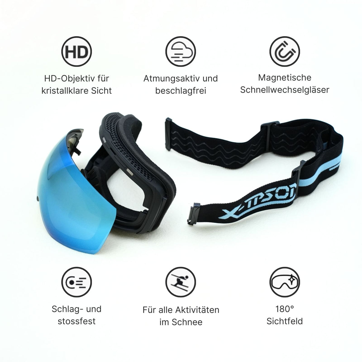 Magnetische Snowboardbrille Skibrille Schutzbrille Wintersportbrille