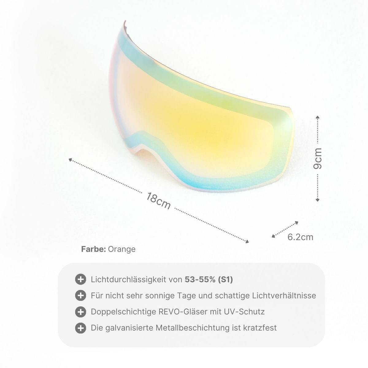 Snowboardbrillenglas Wechselglas für magnetische Skibrille Ersatzglas Skibrillenglas
