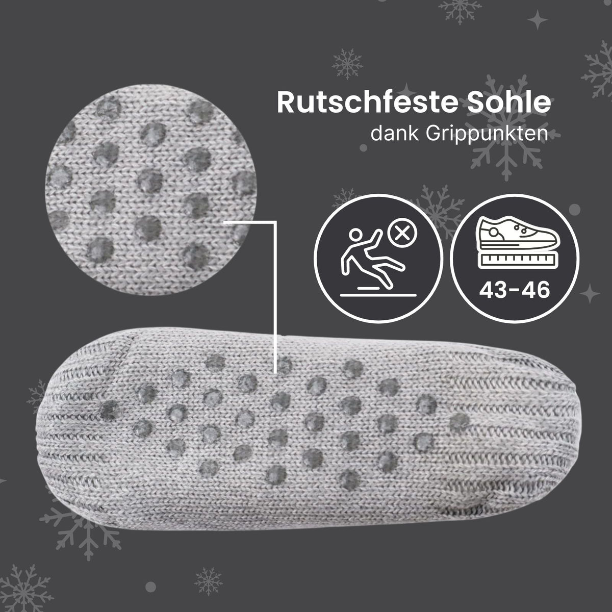 Fuzzy-Socken Gr. 43-46 Kuschelsocken Pantoffeln Wintersocken Hausschuhe