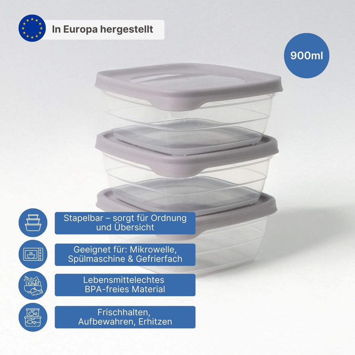3er-Set Frischhaltedosen Meal-Prep-Boxen Dosen Aufbewahrungsdosen