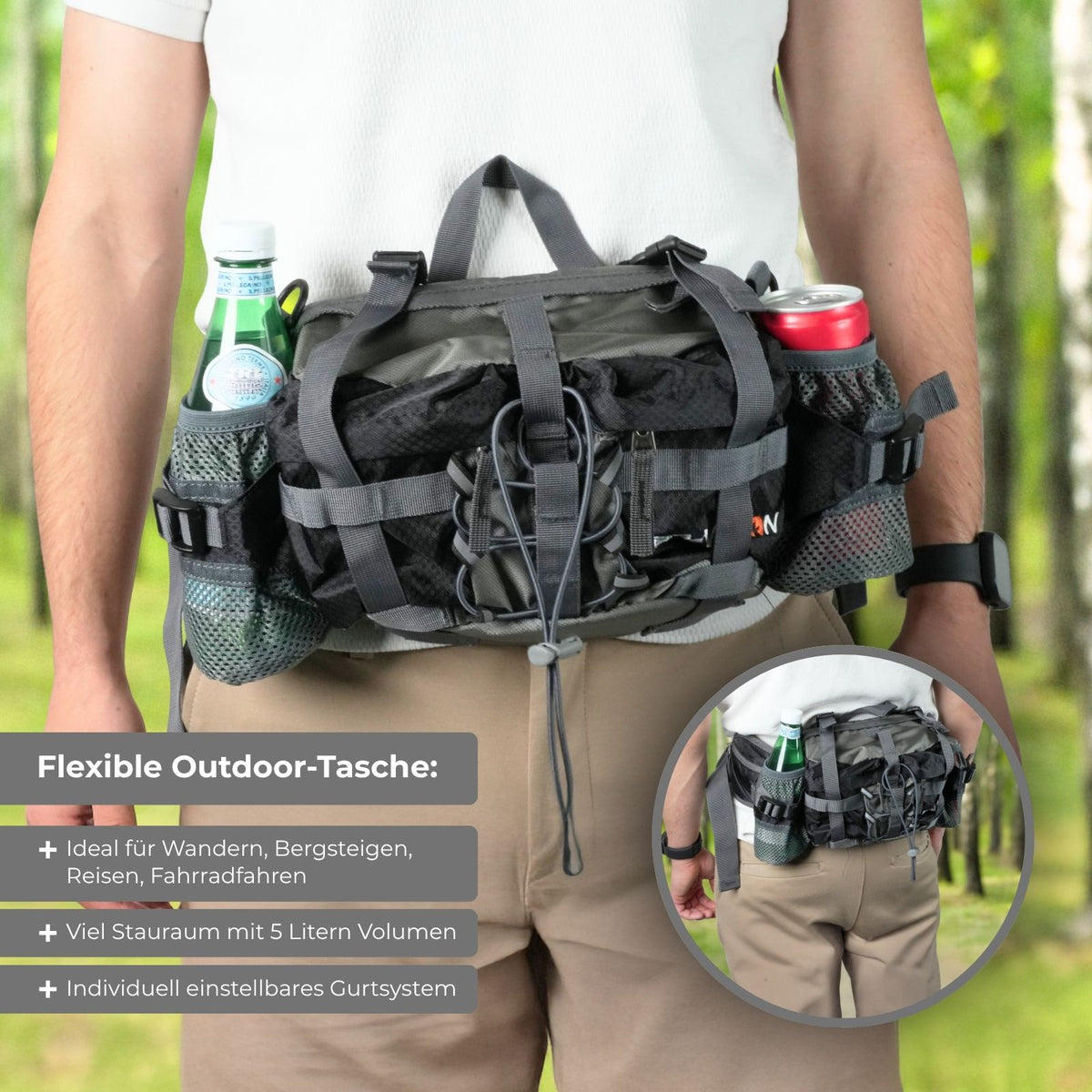 Bauchtasche mit Schultergurten Umhängetasche Schultertasche Hüfttasche
