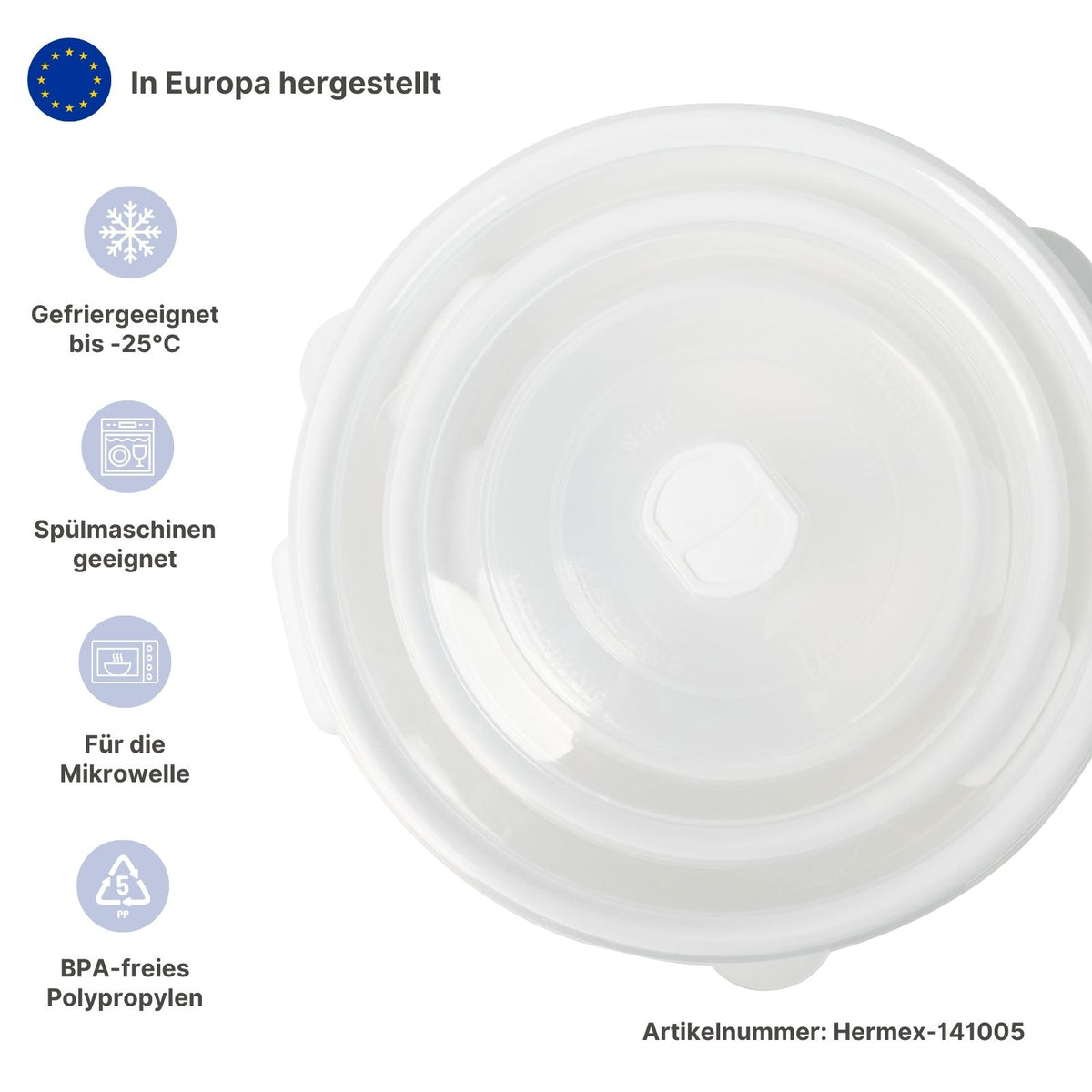 4er-Set Vorratsdose Mikrowellendose Gefrierdose mit Mikrowellenhaube