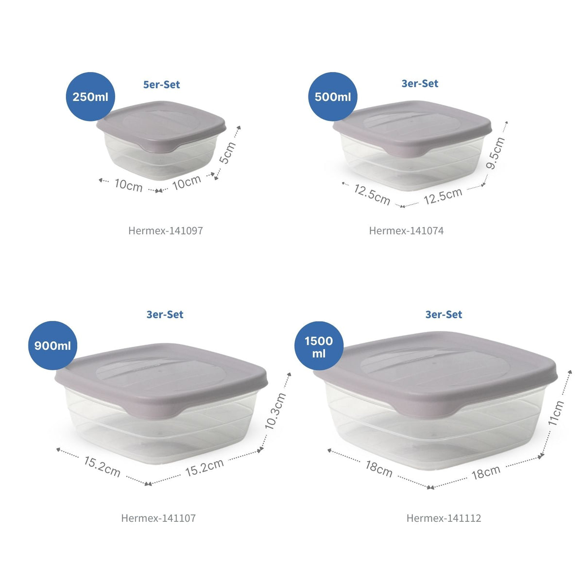 14-tlg. Frischhaltedosen-Set Gefrierdosen Vorratsdosen Meal-Prep-Dosen