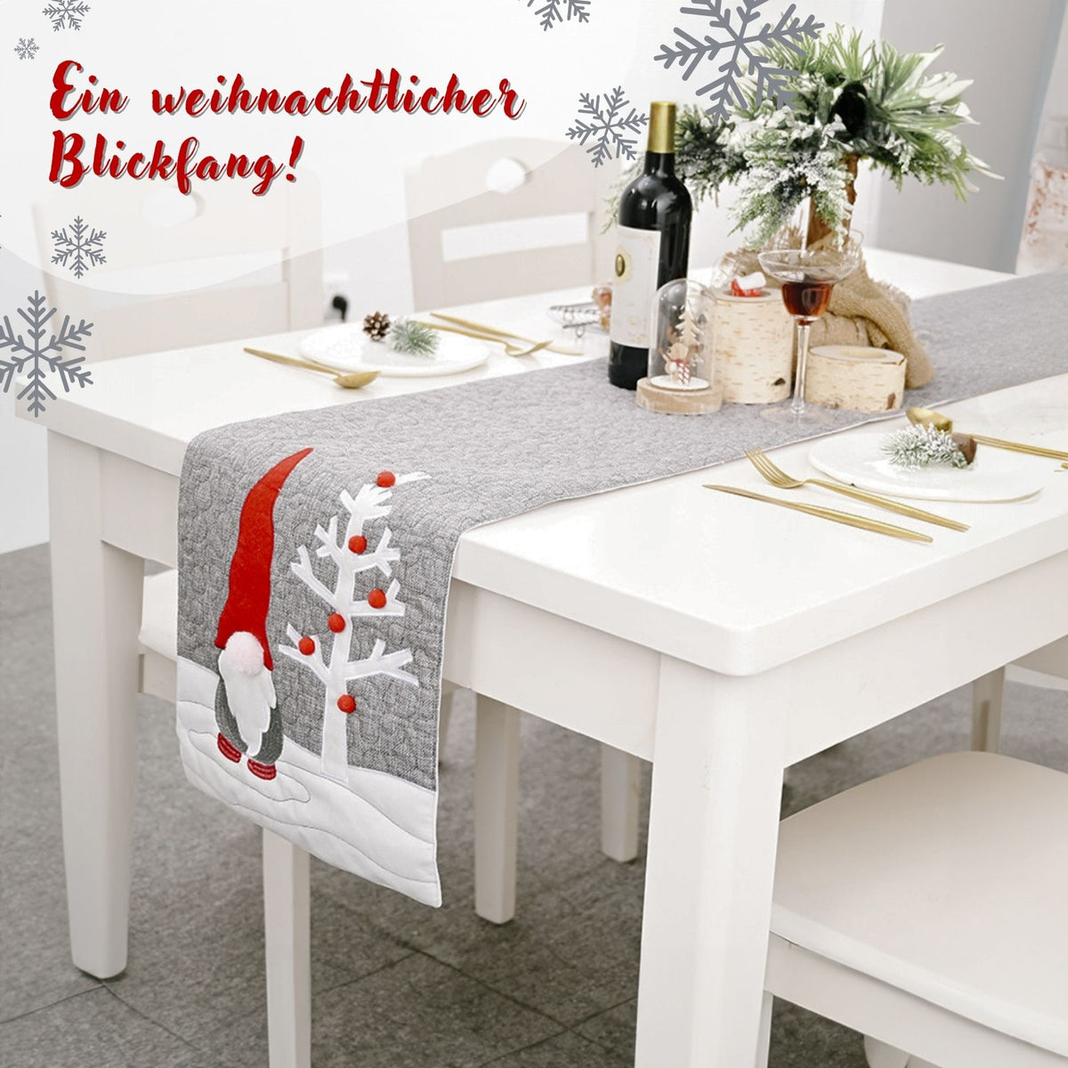 Tischläufer Wichtel Tischband Weihnachtsdeko Tischdecke Tischdeko