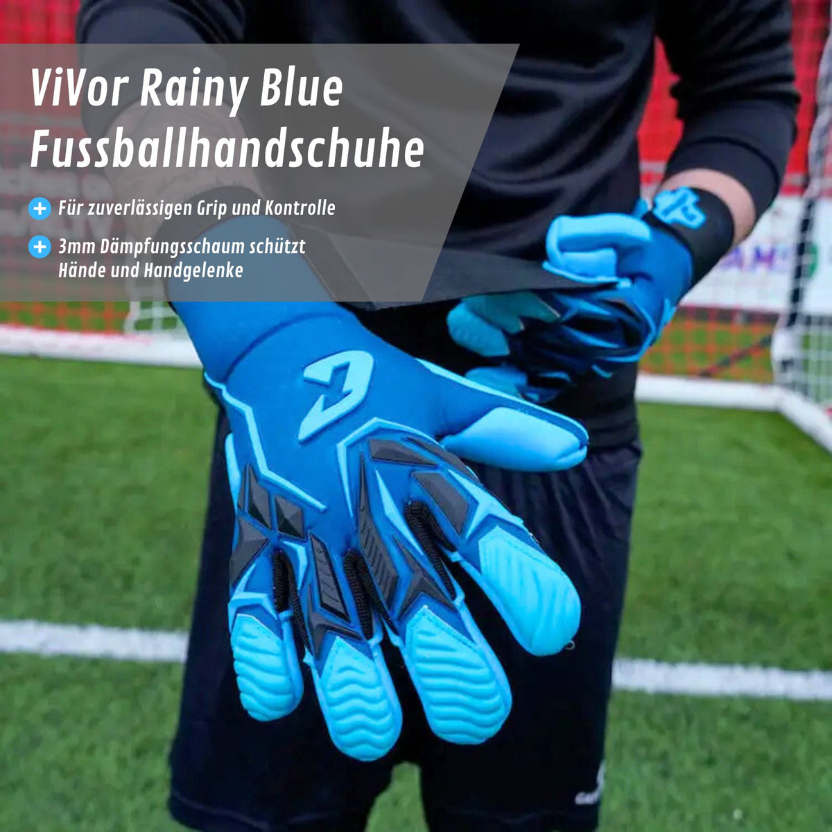 Fussballhandschuhe ViVor Rainy Blue Gr. 9.5 Torwart Goalie Handschuhe