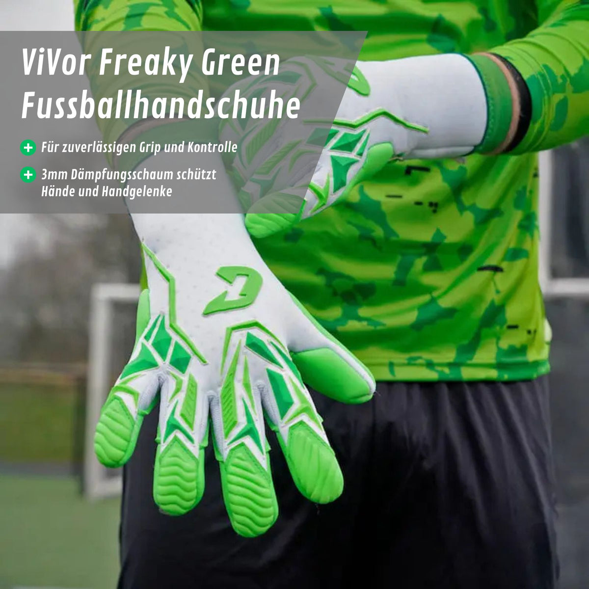 Fussballhandschuhe ViVor Freaky Green Gr. 12 Torwart Goalie Handschuhe