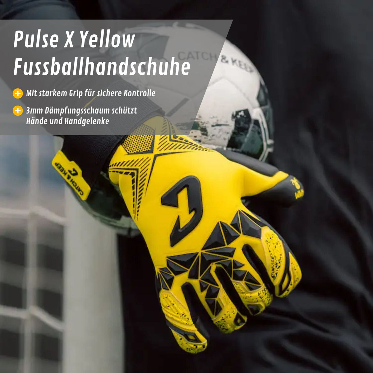 Fussballhandschuhe Pulse X Yellow Gr. 12 Torwart Goalie Handschuhe