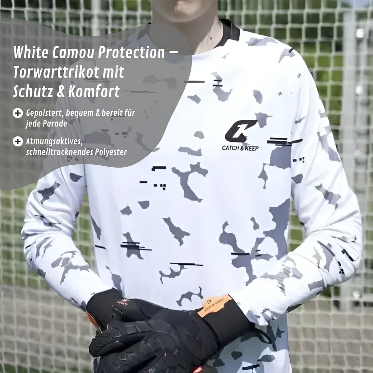 Trikot White Camou Protection Torwarttrikot Gr. 140 Fussball Shirt