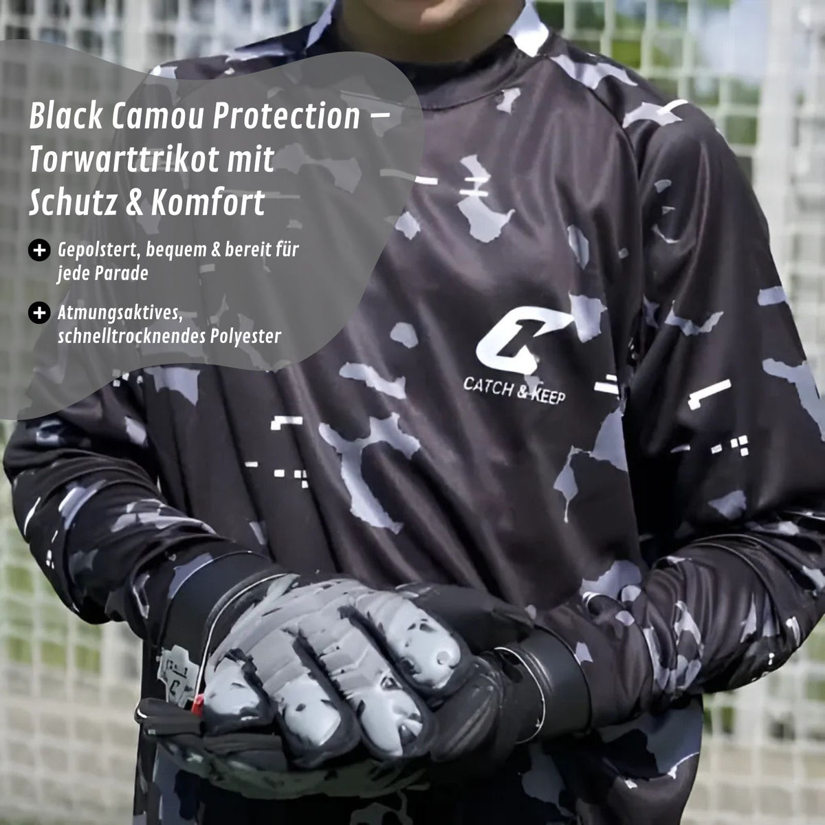 Trikot Black Camou Protection Torwarttrikot Gr. 128 Fussball Shirt