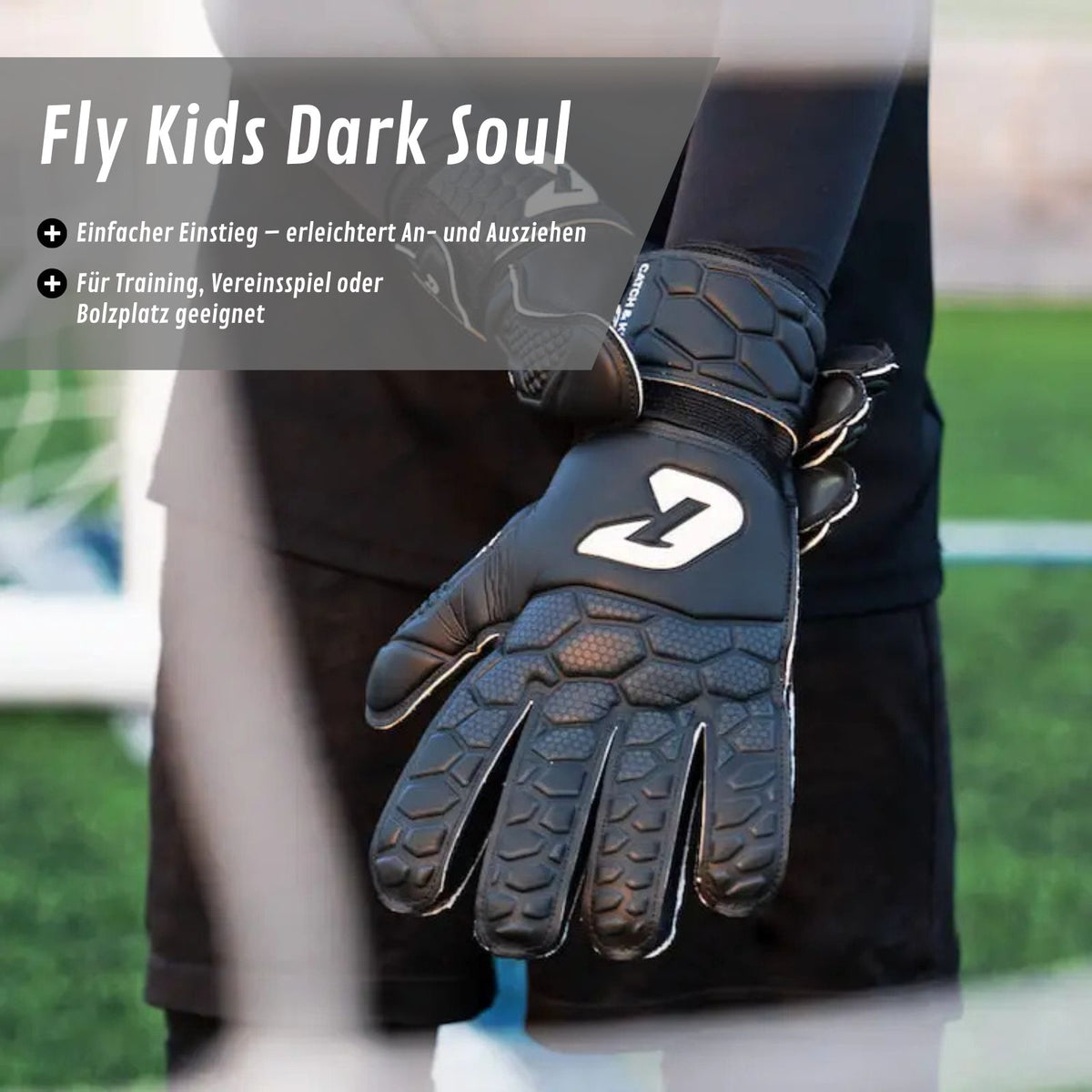 Fussballhandschuhe Fly Kids Dark Soul Gr. 5 Torwart Goalie Handschuhe