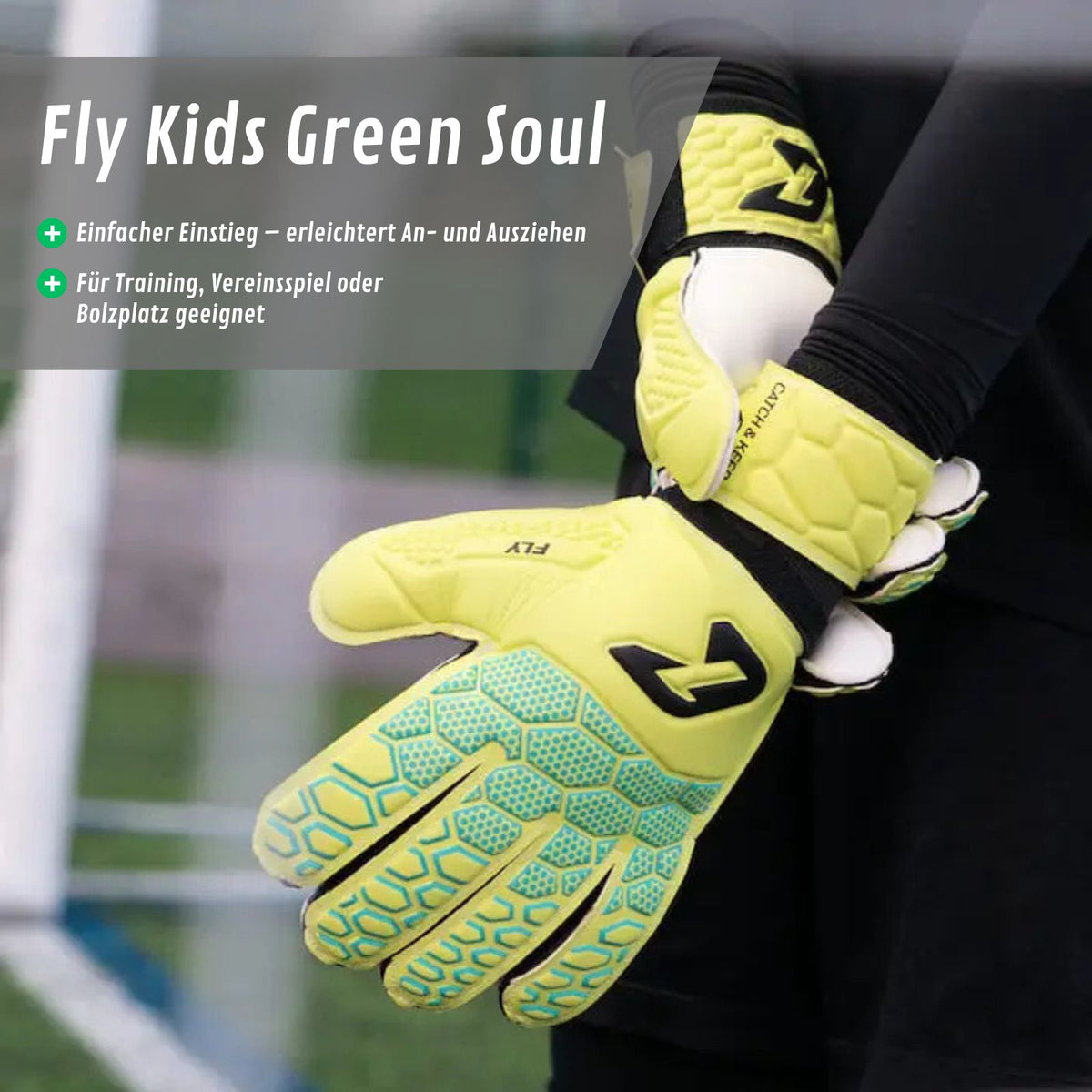 Fussballhandschuhe Fly Kids Green Soul Gr. 6 Torwart Goalie Handschuhe