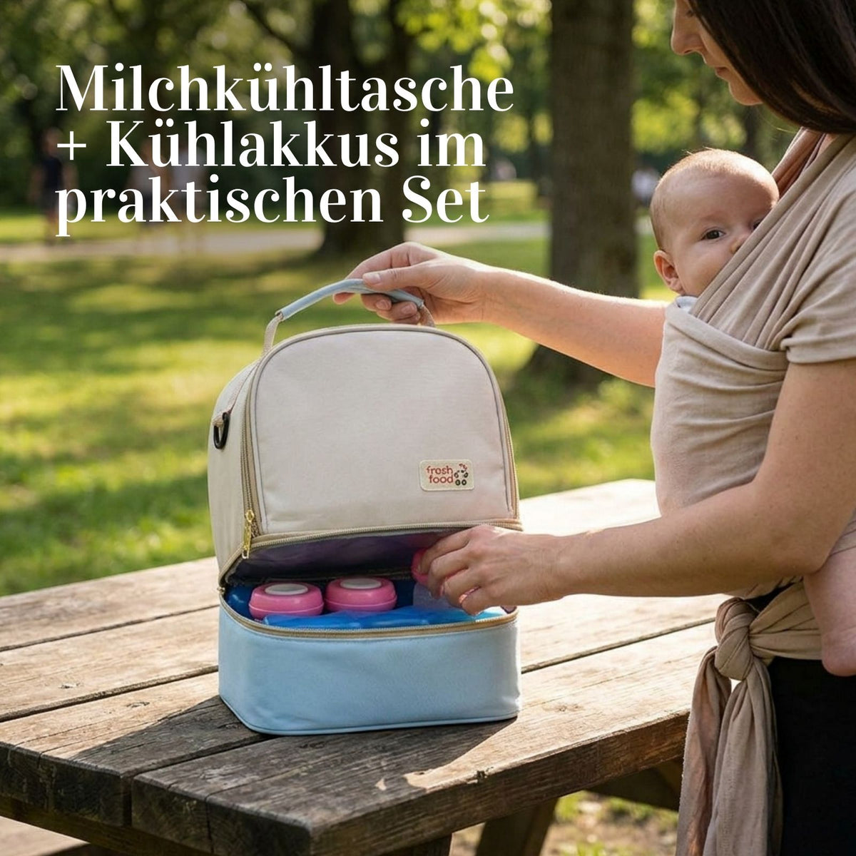 3er-Set Milchkühltasche mit Kühlakkus Rucksack Kühlpacks Tragetasche