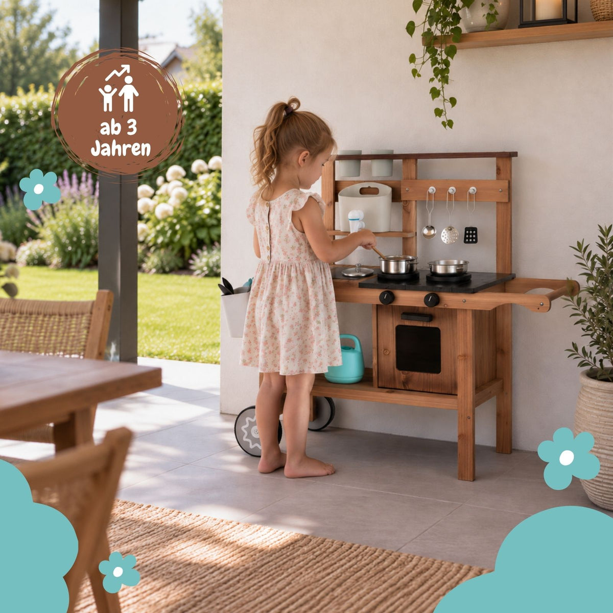 Outdoor-Kinderküche aus Holz Kinder-Matschküche Garten-Spielküche