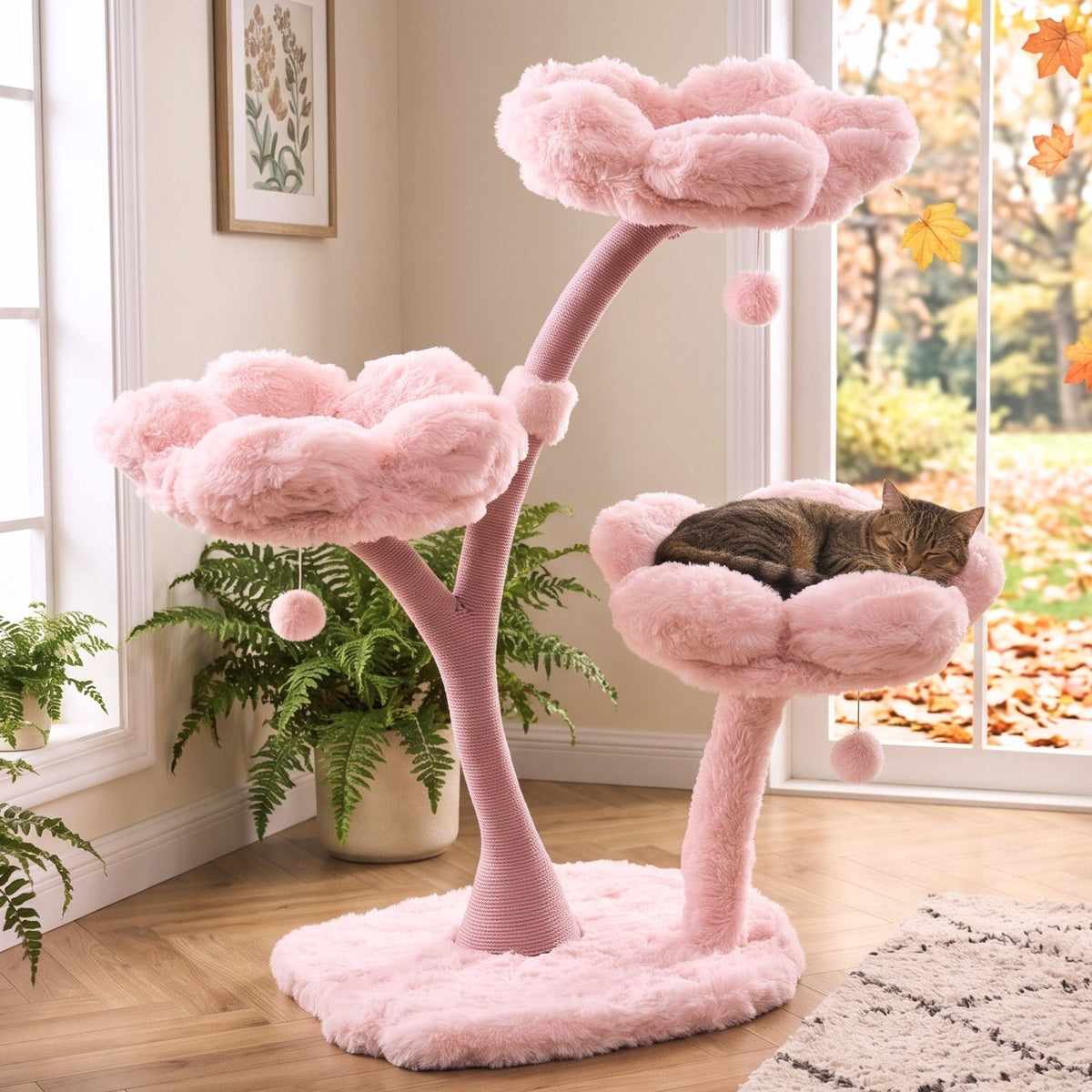Kratzbaum mit Blüten Kletternbaum Katzenbaum Katzenspielzeug