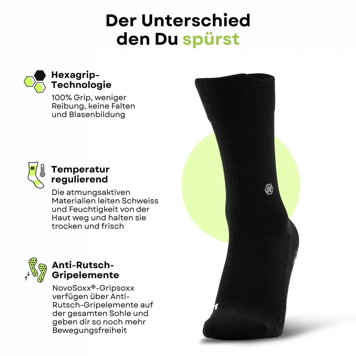 Fussballsocken Gr. 31-35 Sportstrümpfe GripSoxx NX Schwarz