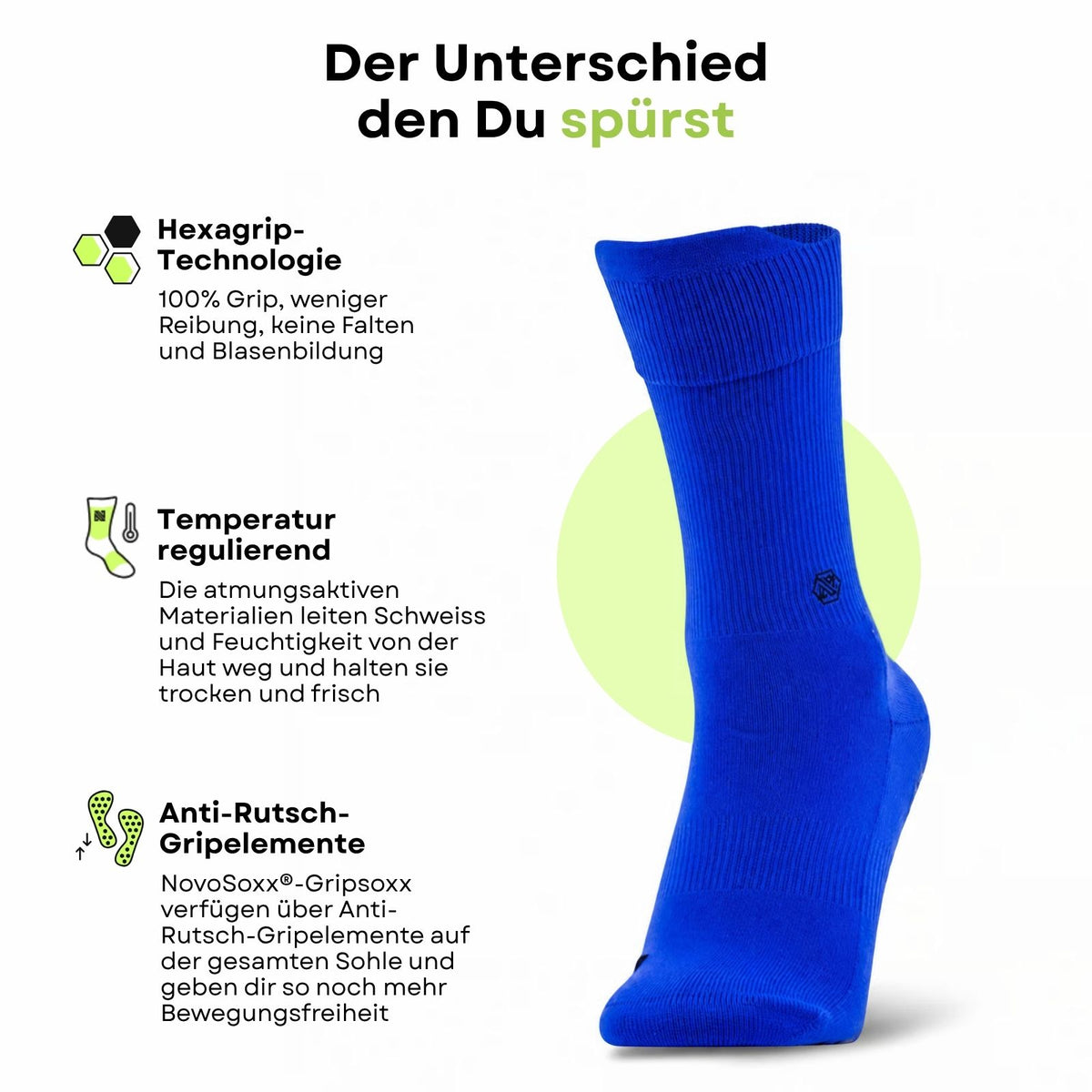 Fussballsocken Gr. 42-47 Sportstrümpfe GripSoxx NX Blau