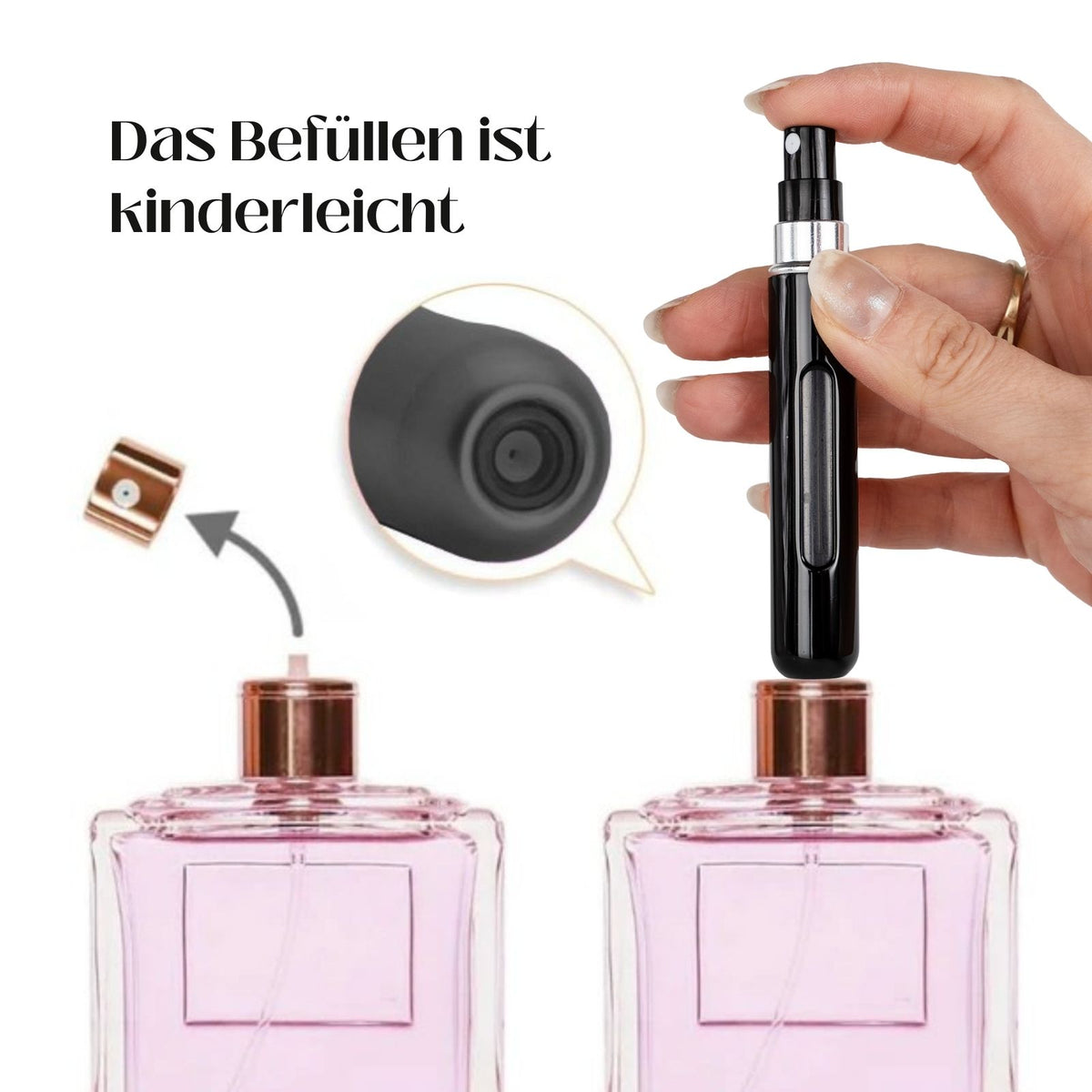 2er-Set Mini-Parfümzerstäuber 8ml Parfum Vaporisateur Schwarz